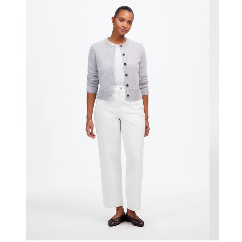 Worn 1X! Madewell The Curvy Perfect Vintage Wide-Leg Crop Jean Sz 24, Tile White